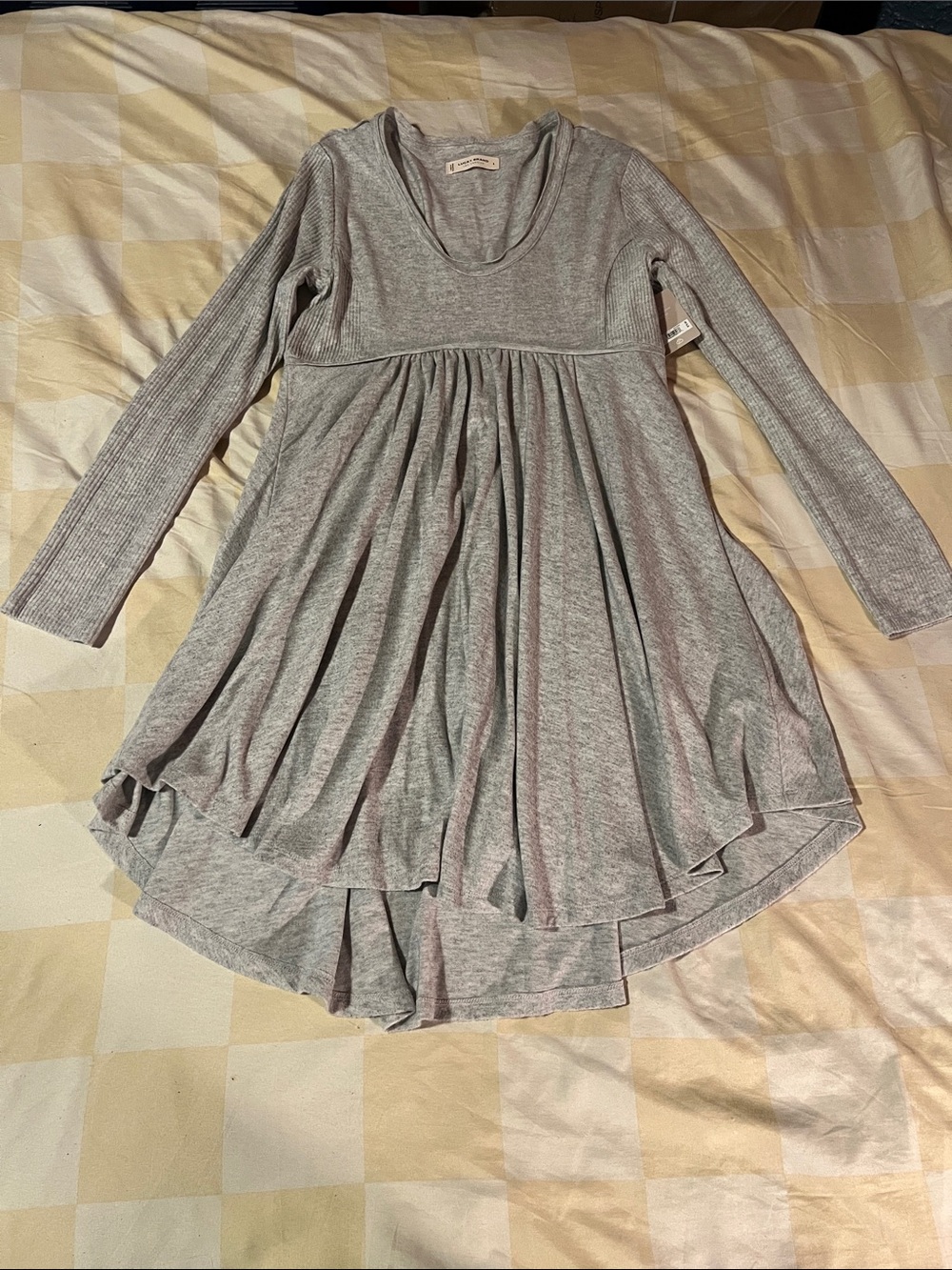 Womens Soft Knit Gray Long-Sleeve Swing Dress